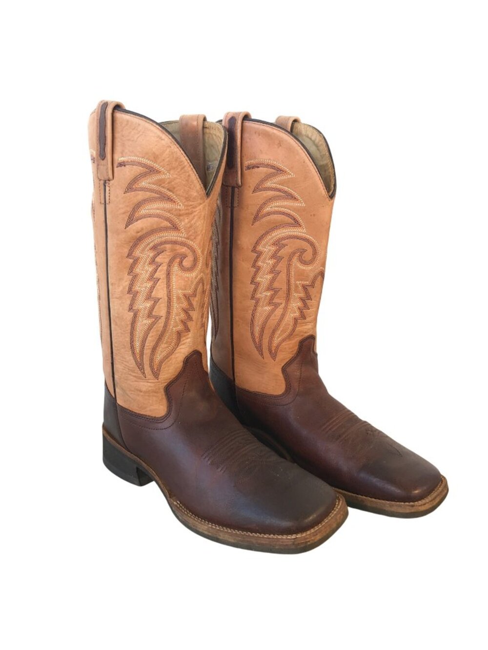 Old West Mens Brown Adobe Clay Leather Cowboy Boots 8 Wide